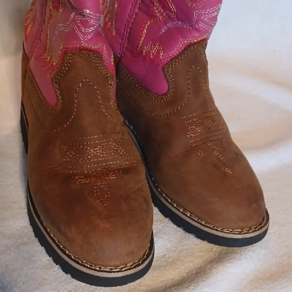 Children's Cowboy Boots - Brown and Pink Size 11 Lincoln Outfitters